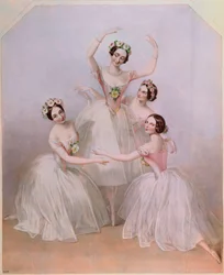 "Pas de Quatre": Carlotta Grisi (1819-99) Marie Taglioni (1804-84), Lucile Grahn (1819-1907) och Fanny Cerrito (1817-1909)